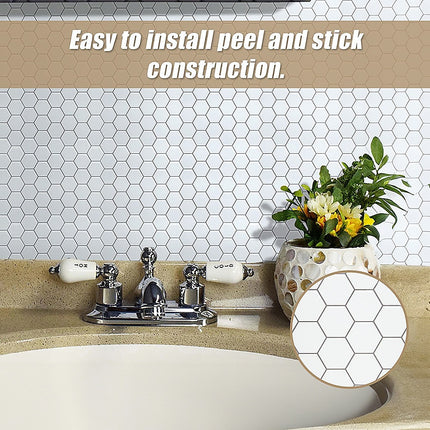 Tiles 3D Peel and Stick Wall Tile Hexagon White (30cm x 30cm x 10 sheets) 8