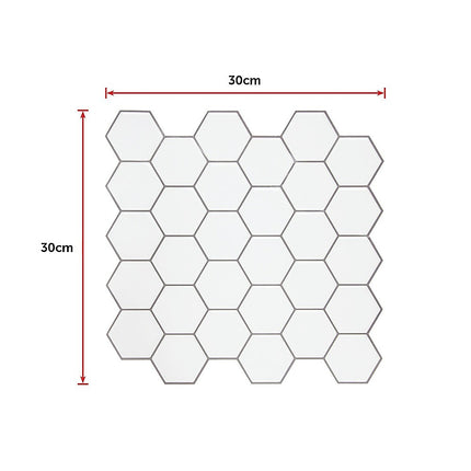 Tiles 3D Peel and Stick Wall Tile Hexagon White (30cm x 30cm x 10 sheets) 11