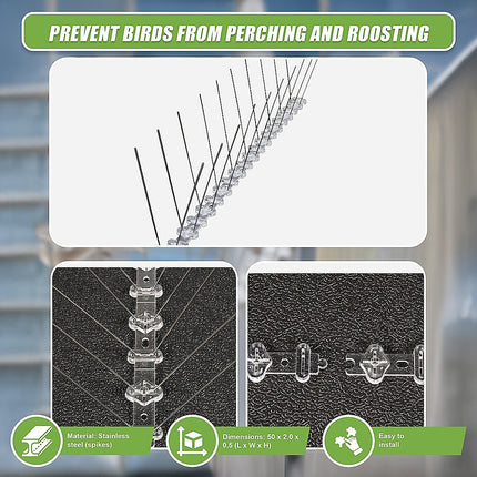 20x 50cm Bird Spike S304 wire Spikes Eaves Pigeon Gull Starling 10M 10
