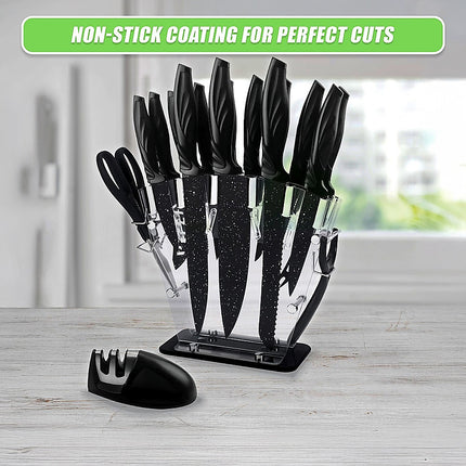Kitchen 17 Piece Knife Set with Block and Sharpener Chef Knives 9
