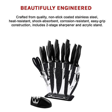 Kitchen 17 Piece Knife Set with Block and Sharpener Chef Knives 11