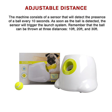 Dog Ball Launcher Thrower Automatic Tennis Fetch Throwing Machine 3 Balls 14