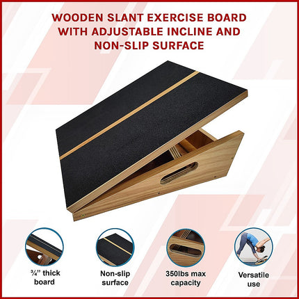 Wooden Slant Exercise Board With Adjustable Incline And Non-Slip Surface 3