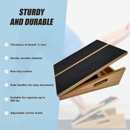 Wooden Slant Exercise Board With Adjustable Incline And Non-Slip Surface 10