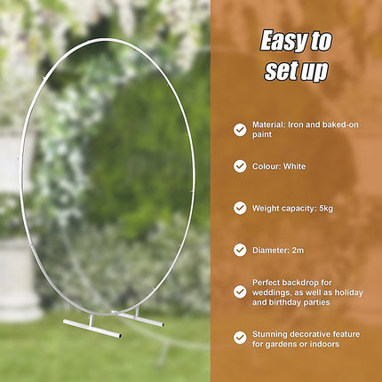 2M Wedding Hoop Round Circle Arch Backdrop Flower Display Stand Frame Background 10