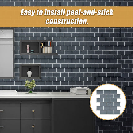 Tiles 3D Peel and Stick Wall Tile Dark Grey 10 Sheets 5