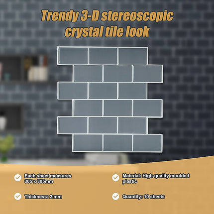 Tiles 3D Peel and Stick Wall Tile Dark Grey 10 Sheets 7