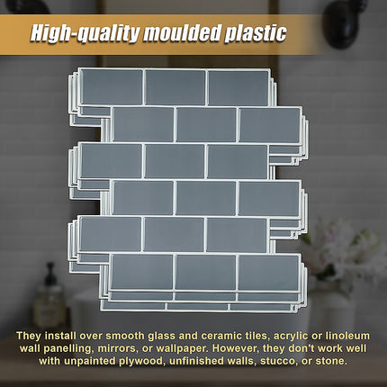 Tiles 3D Peel and Stick Wall Tile Dark Grey 10 Sheets 9