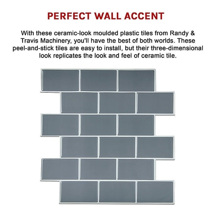 Tiles 3D Peel and Stick Wall Tile Dark Grey 10 Sheets 11