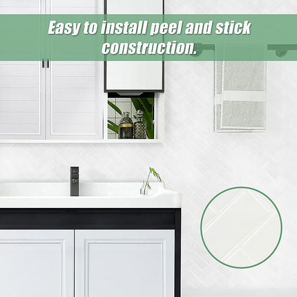 Tiles 3D Peel and Stick Wall Tile Herringbone White 10 Sheets 5