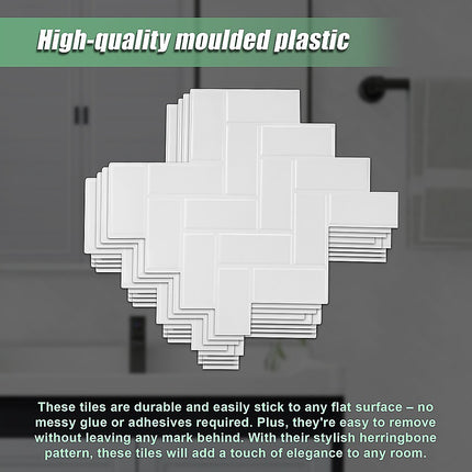 Tiles 3D Peel and Stick Wall Tile Herringbone White 10 Sheets 7