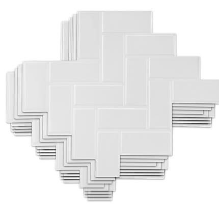 Tiles 3D Peel and Stick Wall Tile Herringbone White 10 Sheets 10