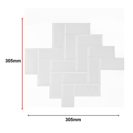 Tiles 3D Peel and Stick Wall Tile Herringbone White 10 Sheets 12