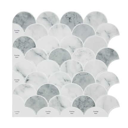 Tiles 3D Peel and Stick Wall Tile Fish Scale Mosaic 10 Sheets