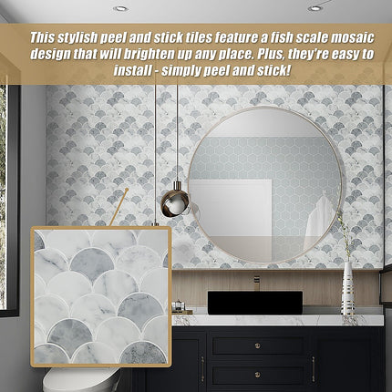 Tiles 3D Peel and Stick Wall Tile Fish Scale Mosaic 10 Sheets 4