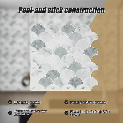 Tiles 3D Peel and Stick Wall Tile Fish Scale Mosaic 10 Sheets 9