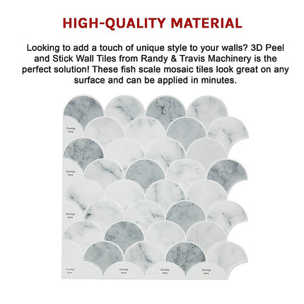 Tiles 3D Peel and Stick Wall Tile Fish Scale Mosaic 10 Sheets 10
