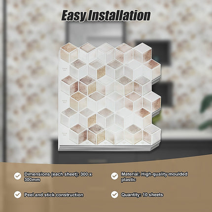 Tiles 3D Peel and Stick Wall Tile Shell Mosaic 10 Sheets 9