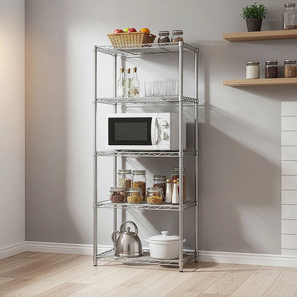 5 Tier Silver Metal Storage Rack Shelving Wire Shelf 4