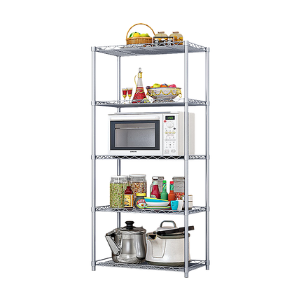 5 Tier Silver Metal Storage Rack Shelving Wire Shelf 5