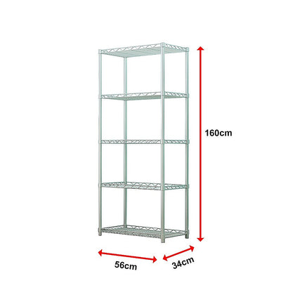 5 Tier Silver Metal Storage Rack Shelving Wire Shelf 9