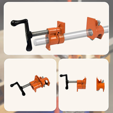 3/4" Wood Gluing Pipe Clamp Set (4 Pack) Heavy Duty PRO Woodworking Cast Iron 7