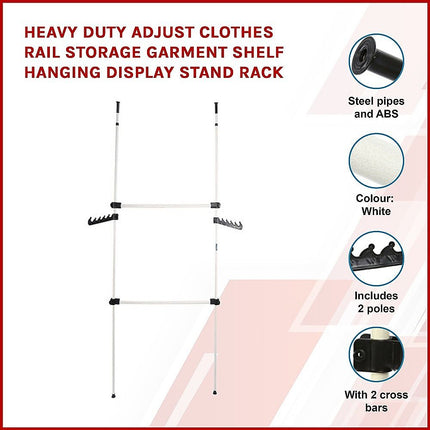 Heavy Duty Adjust Clothes Rail Storage Garment Shelf Hanging Display Stand Rack 3