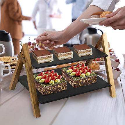 Party 2 Tier Cake Stand Slate Wedding Tiered Serving Stand Afternoon Tea 2
