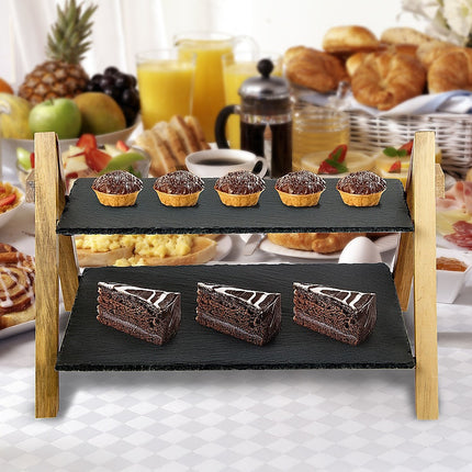 Party 2 Tier Cake Stand Slate Wedding Tiered Serving Stand Afternoon Tea 5