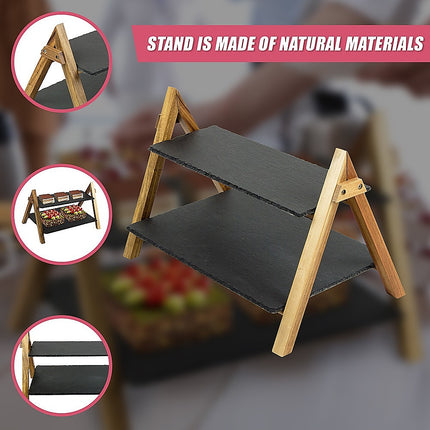 Party 2 Tier Cake Stand Slate Wedding Tiered Serving Stand Afternoon Tea 8