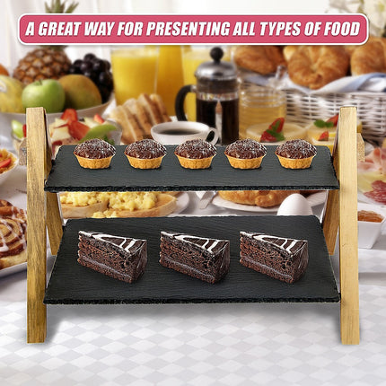 Party 2 Tier Cake Stand Slate Wedding Tiered Serving Stand Afternoon Tea 9