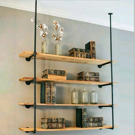 Wall Shelves Display Bookshelf Industrial DIY Pipe Shelf Rustic Brackets 2