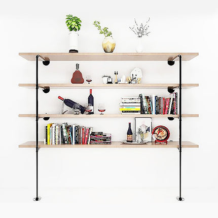 Wall Shelves Display Bookshelf Industrial DIY Pipe Shelf Rustic Brackets 4