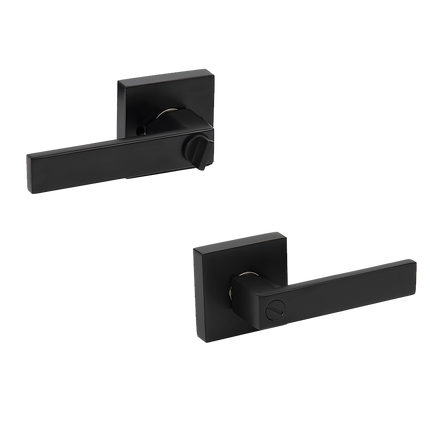 Door Handle Set Lever Privacy Function Square Black 7