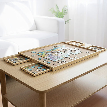 Wooden Jigsaw Puzzle Table Board Storage Table Tray Puzzle For Adult Kid 2