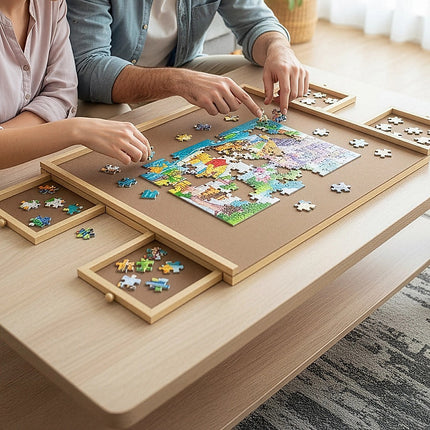 Wooden Jigsaw Puzzle Table Board Storage Table Tray Puzzle For Adult Kid 7