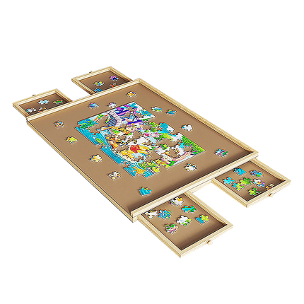 Wooden Jigsaw Puzzle Table Board Storage Table Tray Puzzle For Adult Kid 4