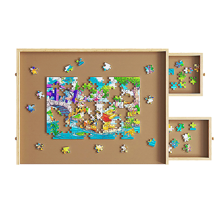 Wooden Jigsaw Puzzle Table Board Storage Table Tray Puzzle For Adult Kid 6