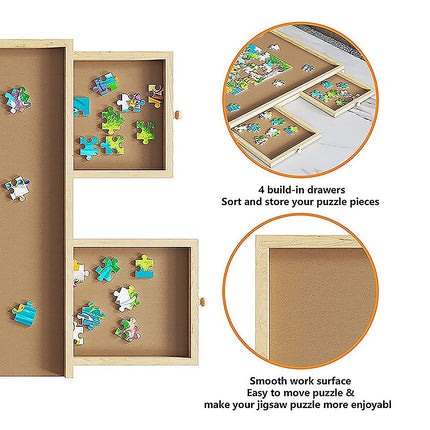 Wooden Jigsaw Puzzle Table Board Storage Table Tray Puzzle For Adult Kid 8