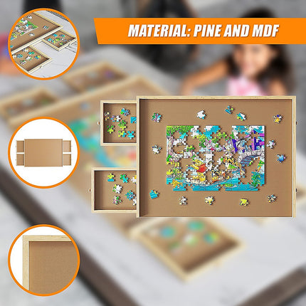Wooden Jigsaw Puzzle Table Board Storage Table Tray Puzzle For Adult Kid 9