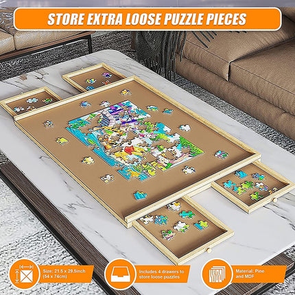Wooden Jigsaw Puzzle Table Board Storage Table Tray Puzzle For Adult Kid 10