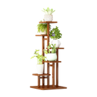 5 Tiers Vertical Bamboo Plant Stand Staged Flower Shelf Rack Outdoor Garden