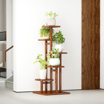 5 Tiers Vertical Bamboo Plant Stand Staged Flower Shelf Rack Outdoor Garden 5