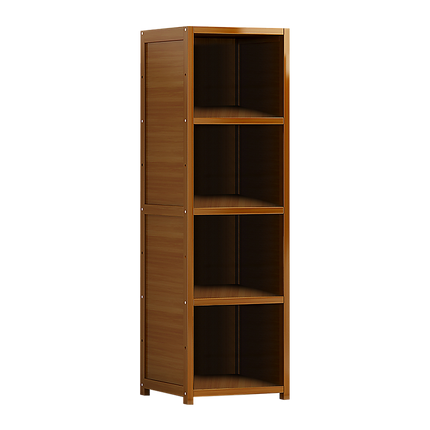 Bamboo 4-Shelf Bookcase – Adjustable Display Storage Rack Stand for Living Room, Bedroom, Office or Home Organisation