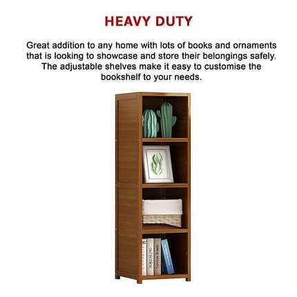Bamboo 4-Shelf Bookcase – Adjustable Display Storage Rack Stand for Living Room, Bedroom, Office or Home Organisation 6