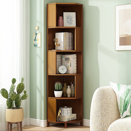5-Shelf Corner Bookcase Industrial Bookshelf Display Storage Stand 2