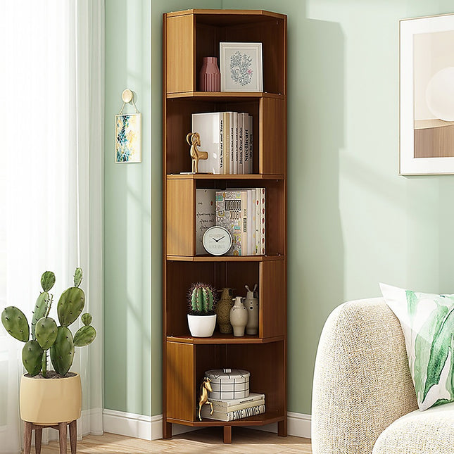 5-Shelf Corner Bookcase Industrial Bookshelf Display Storage Stand 2