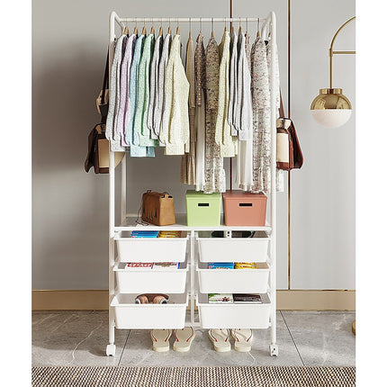Metal Open Wardrobe Modern Storage Cabinet Tall Clothes Drawers Hanger Coat Rack 2