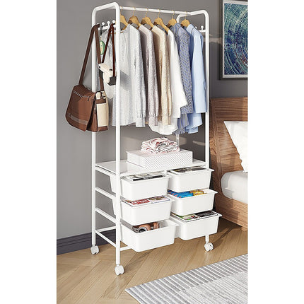 Metal Open Wardrobe Modern Storage Cabinet Tall Clothes Drawers Hanger Coat Rack 3
