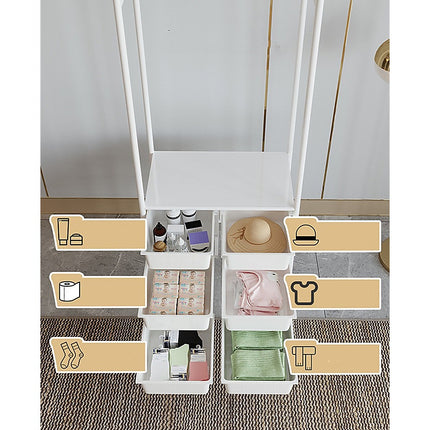 Metal Open Wardrobe Modern Storage Cabinet Tall Clothes Drawers Hanger Coat Rack 5